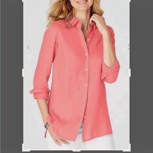 J. JILL Linen Tunic Boyfriend Shirt SZ M